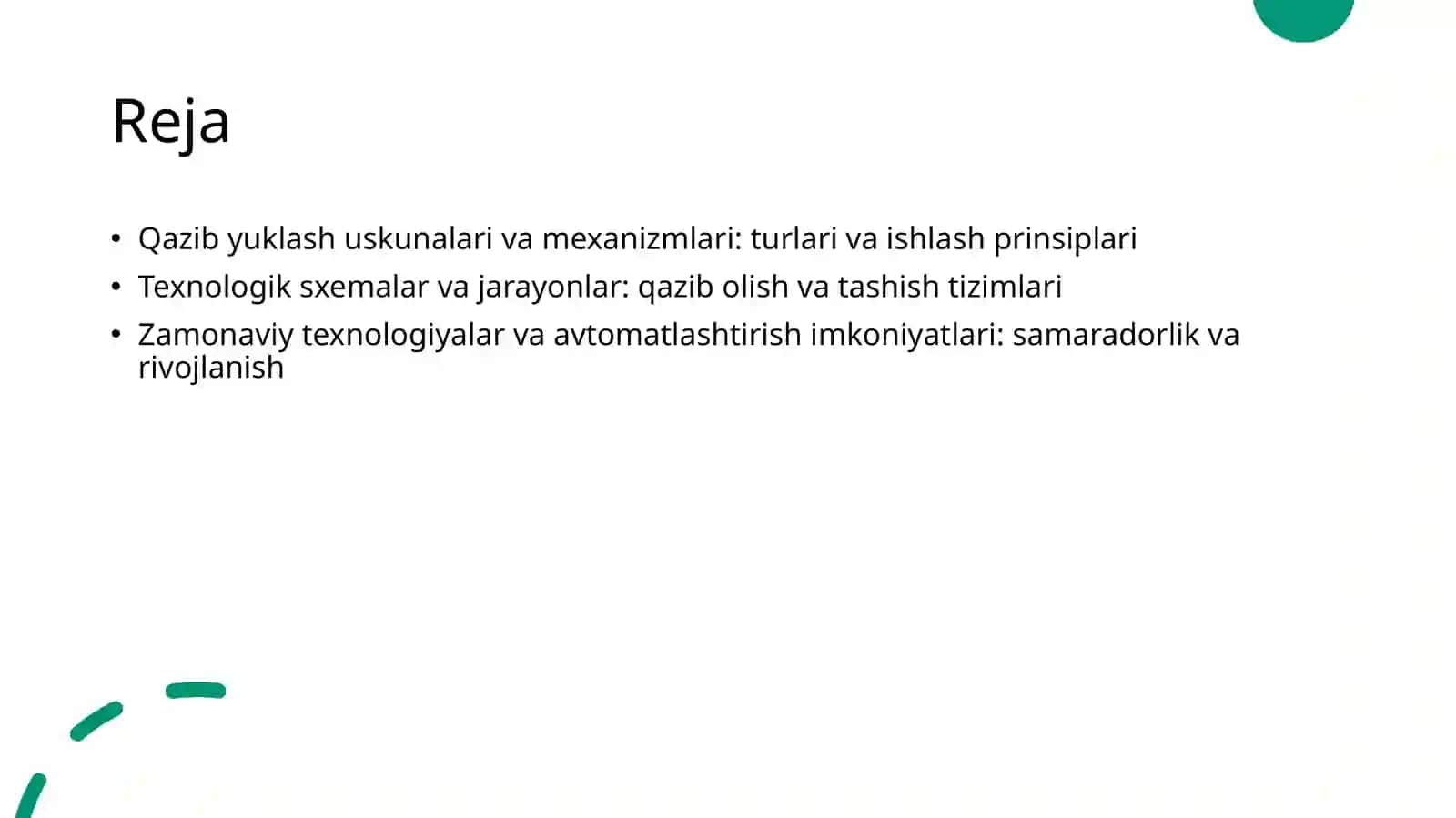 Qazib yuklash uskunalari va qazib yuklash ishlarining texnalogik sxemalari 2