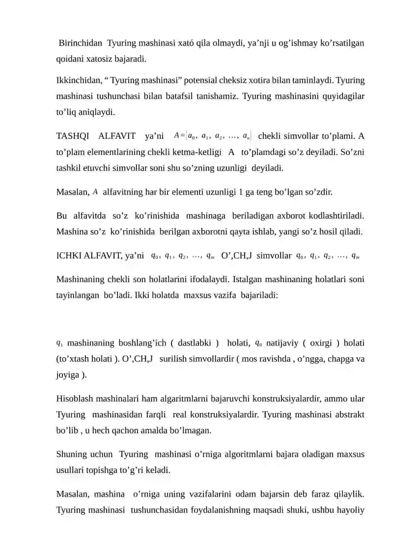 TYURING MASHINASI TUSHUNCHASI 2