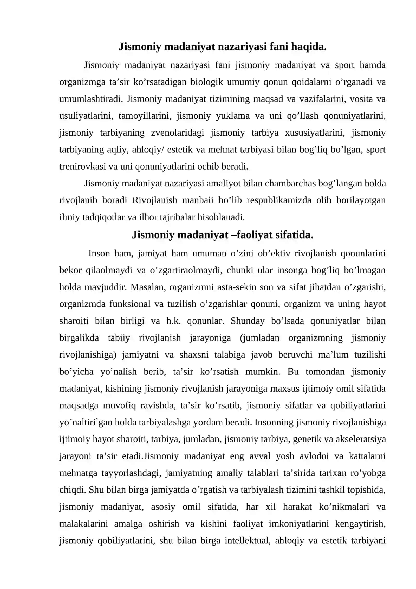 Jismoniy madaniyat nazariyasi fani haqida 2