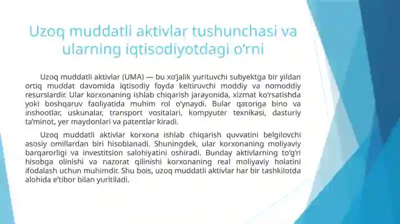 Uzoq muddatli aktivlar hisobini avtomatlashtirish 2