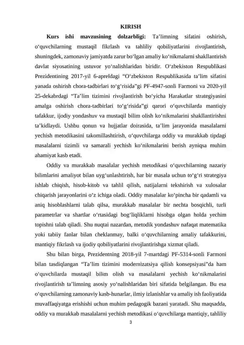 Oddiy va murakkab tipdagi masalalar yechish metodikasi 2
