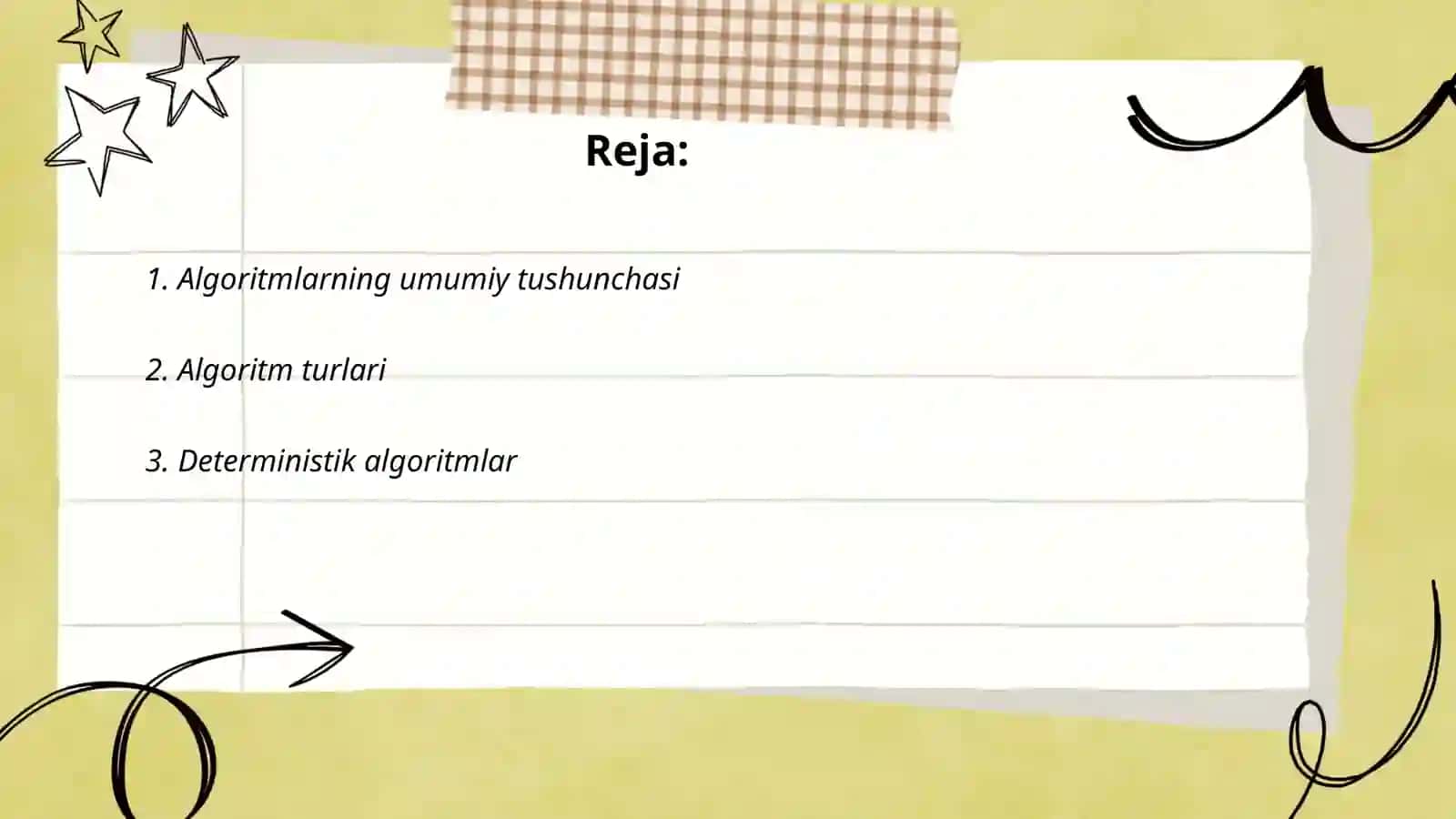 Algoritm turlari tarifi va xossasi 2