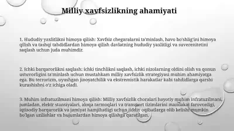 Milliy Xavfsizlikni Ta'Minlashda Olib Borilayotgan Ishlar 2