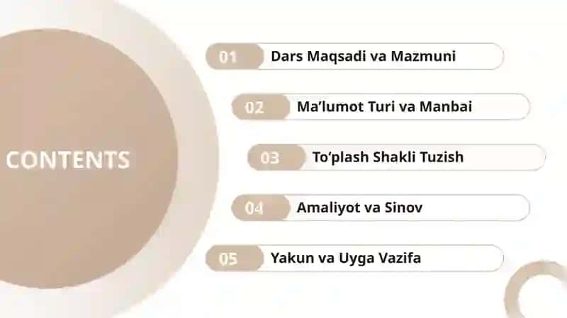 Ma’lumotlarni To‘plash Shaklini Tuzish 2