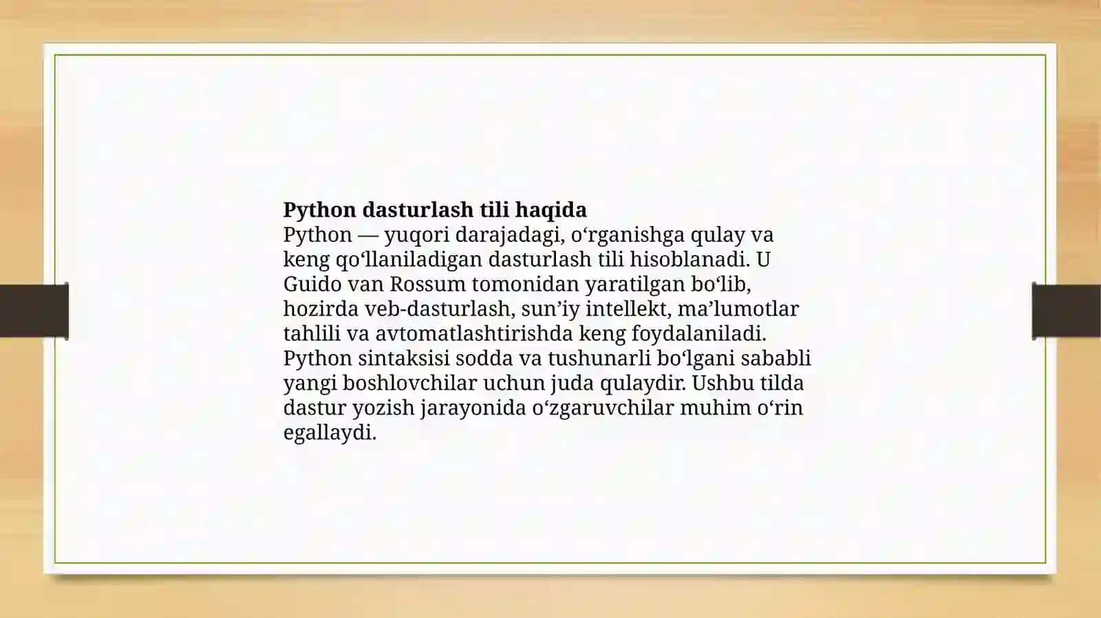 Python dasturlash tilda O‘zgaruvchilar tushunchasi 2