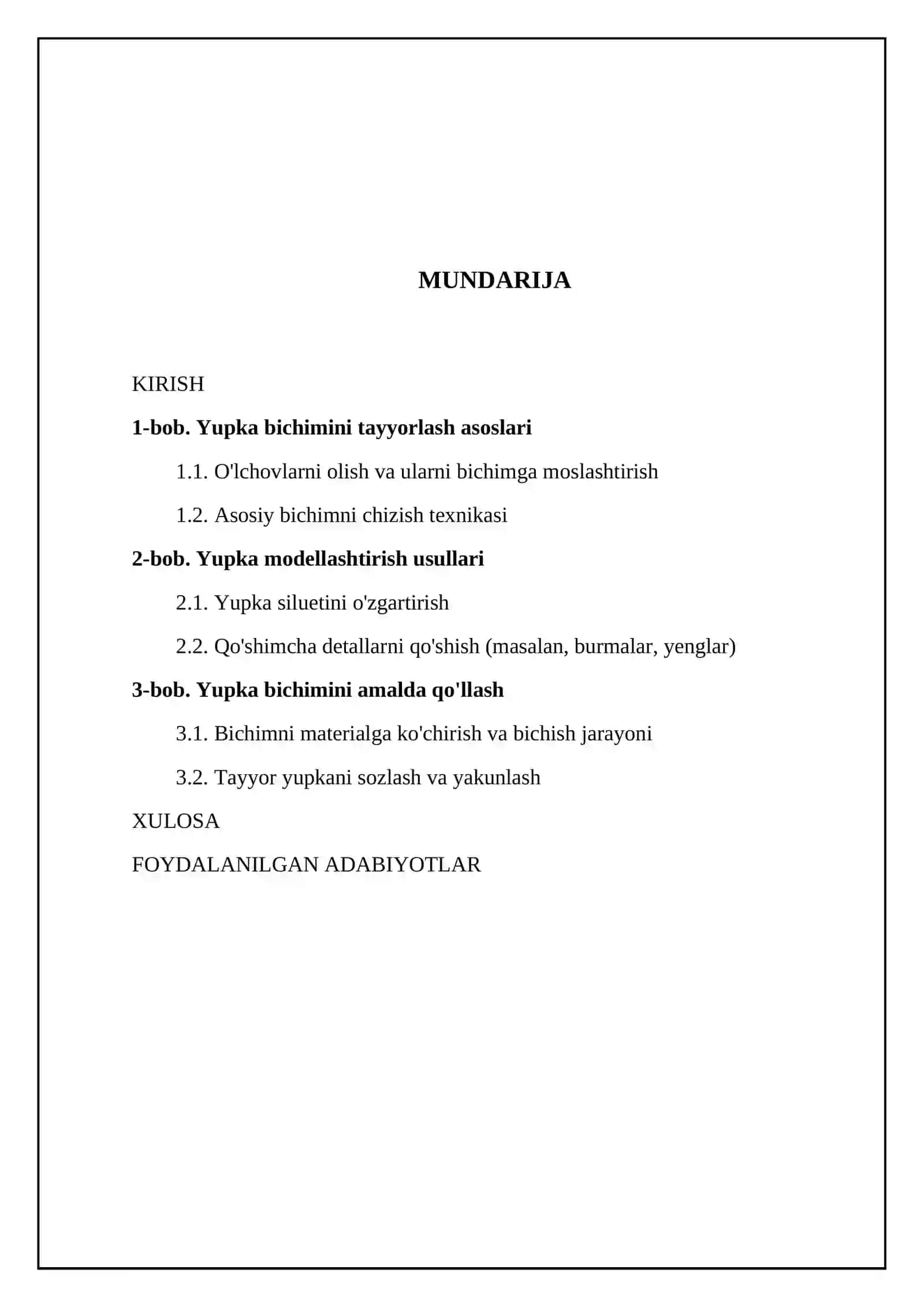 Qiz bollalar tugri bichimli yupkasini loyixalash va modellashtirish 2
