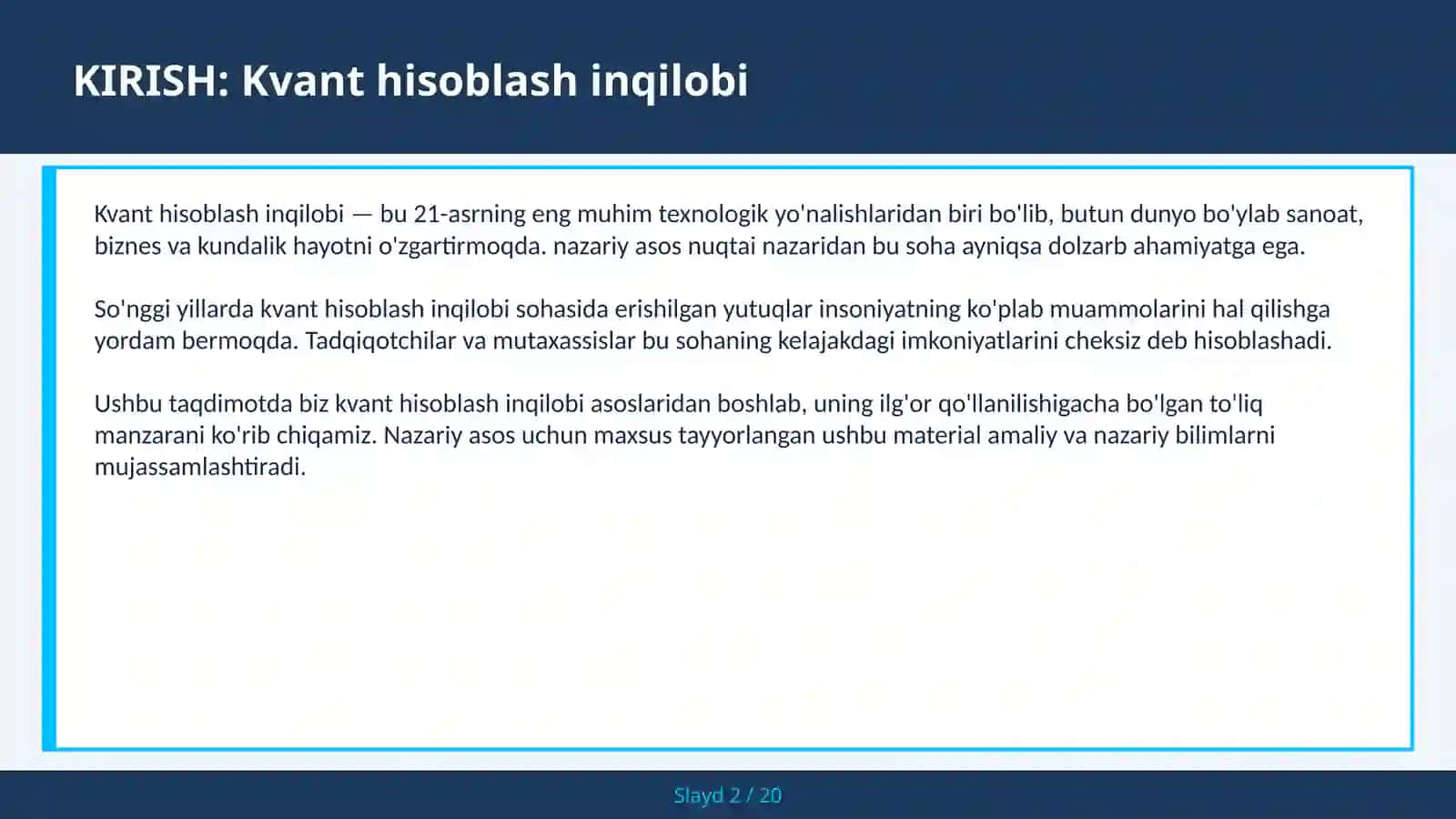 KVANT HISOBLASH INQILOBI 2