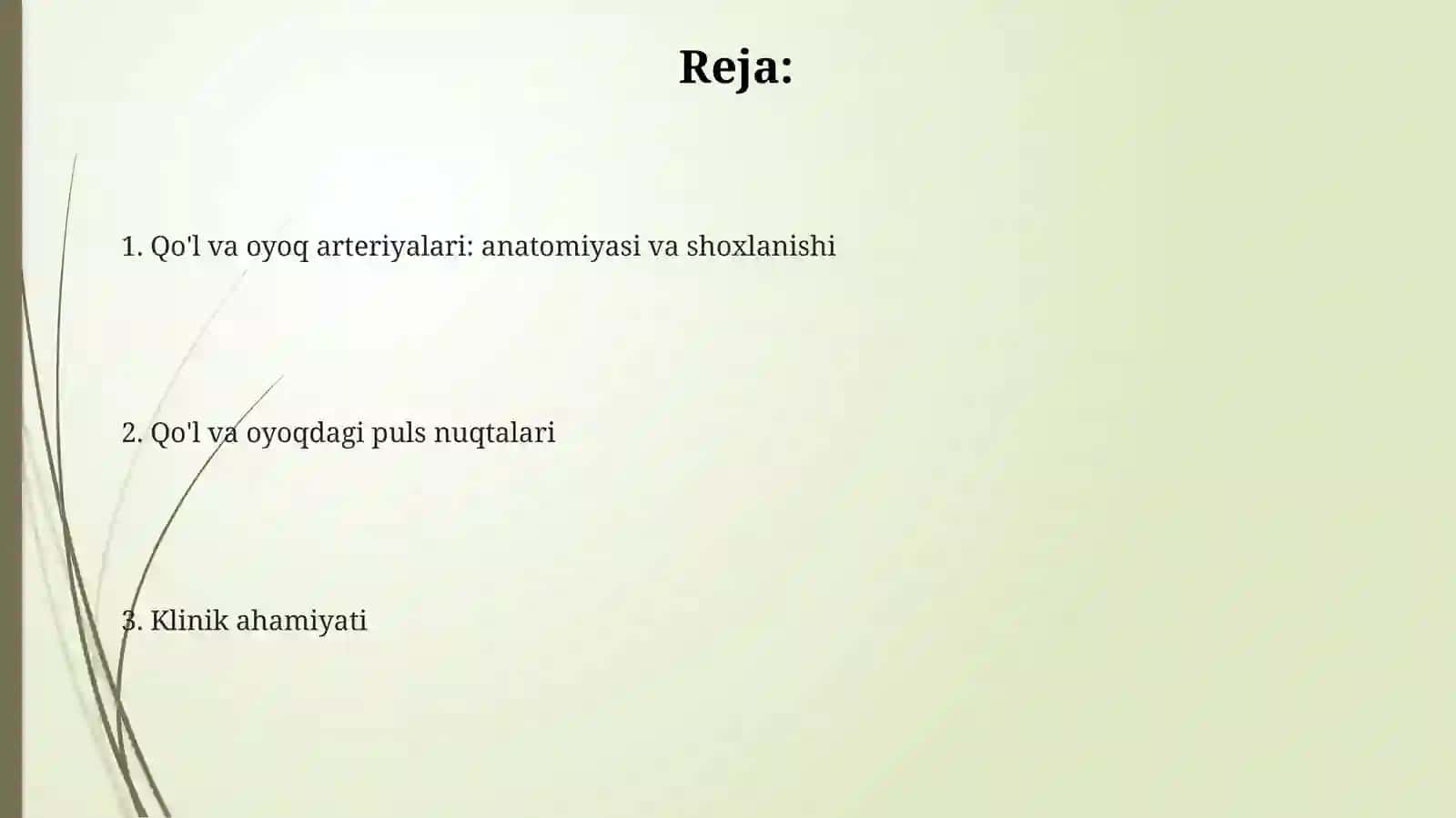 Qo'l va oyoq arterialari: tarmoqlari, pulsatsiya nuqtalari 2