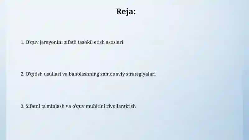 O'quv jarayonini sifatli tashkil etish va boshqarish 2