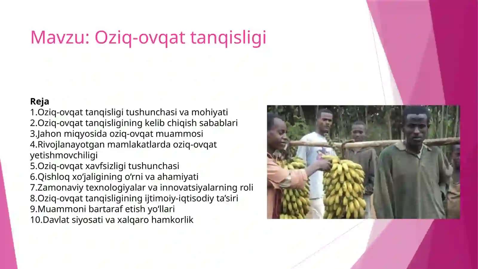 Oziq-ovqat tanqisligi mavzusida tayyor slayd taqdimot. 2