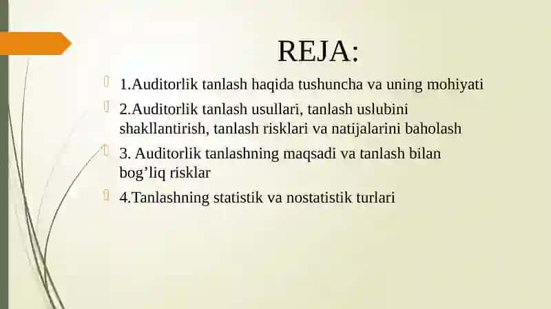 Auditning tanlash va tanlov usullari 2