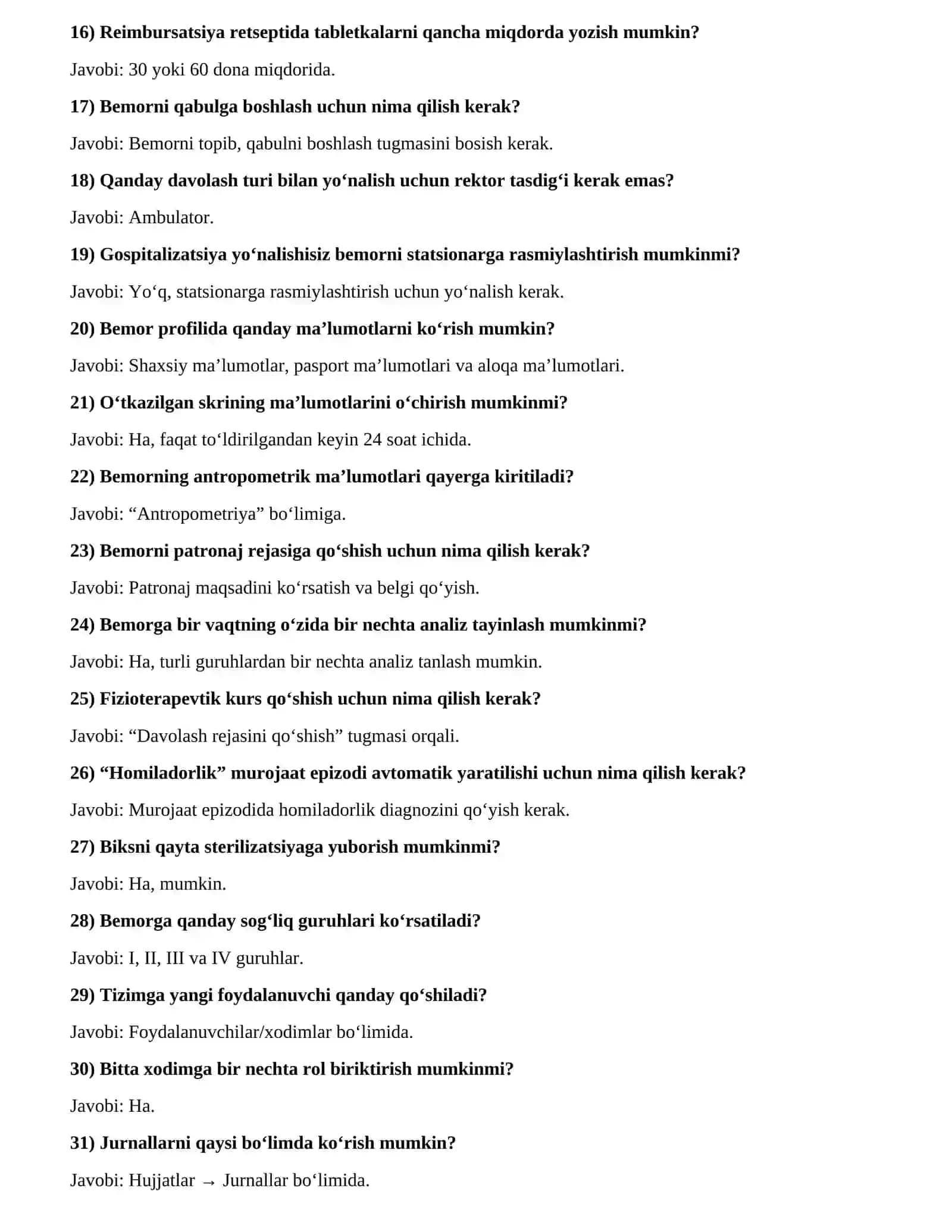 ARGOS test DMED Savol-Javoblar 95 ta 2