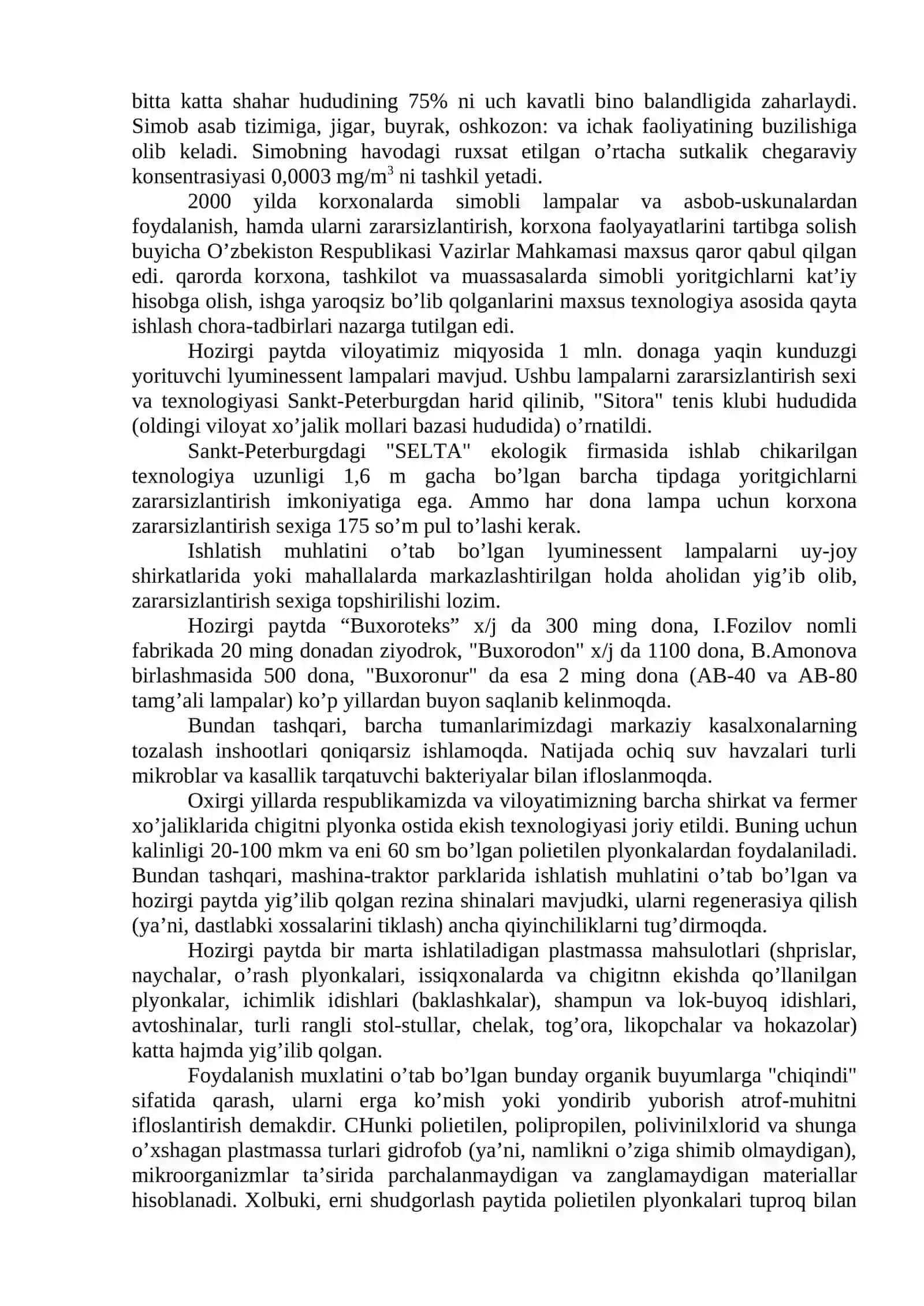 Chiqindilarni hosil bo’lish manbalari, sabablari va ularning sinflanishi 2