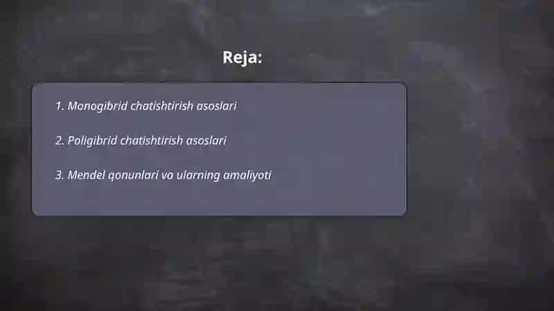 Monogibrid va poligibrid chatishtirishda belgilarning nasldan naslga ōtishi 2