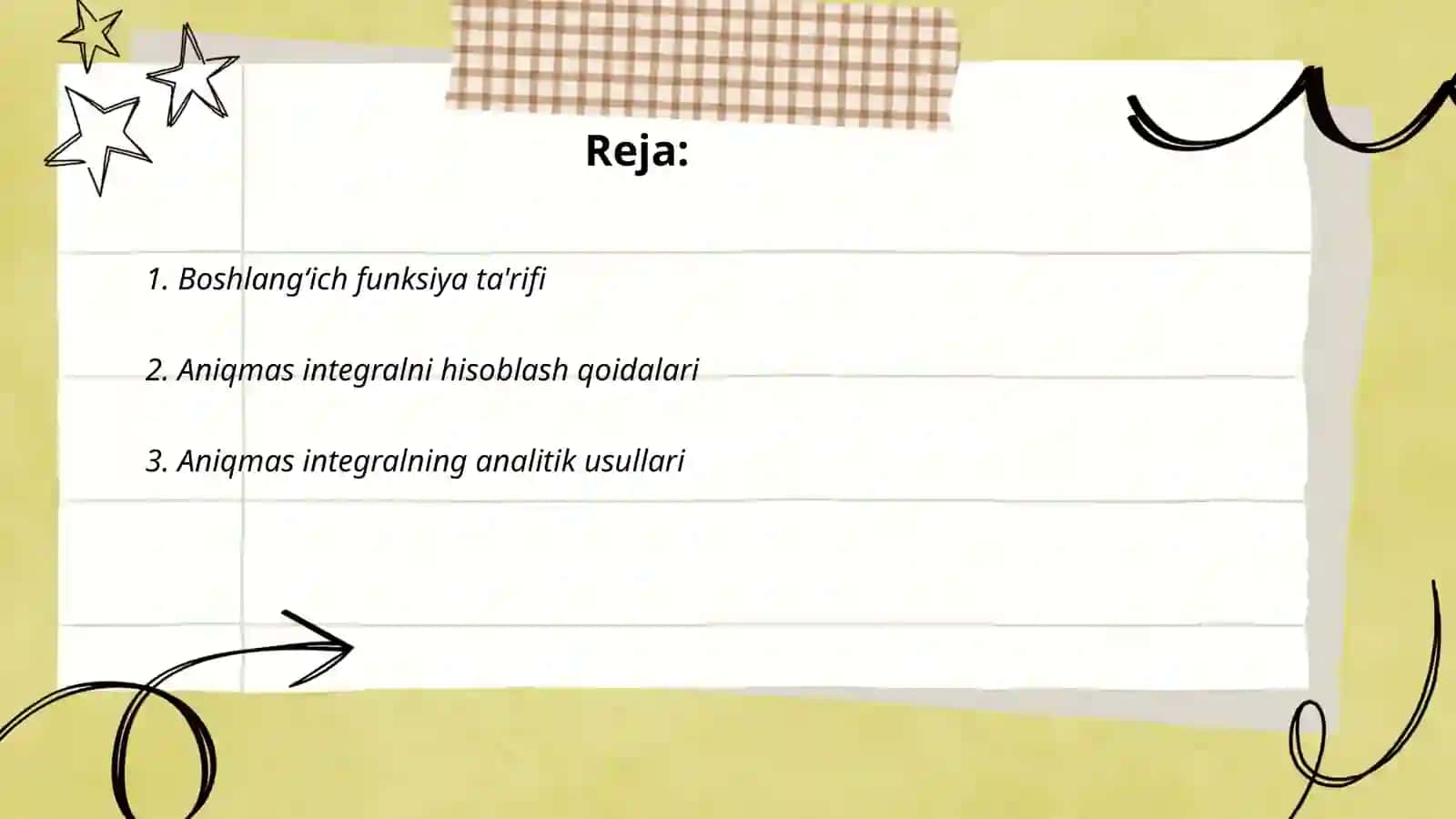 Boshlangʻich funksiya va aniqmas integral 2