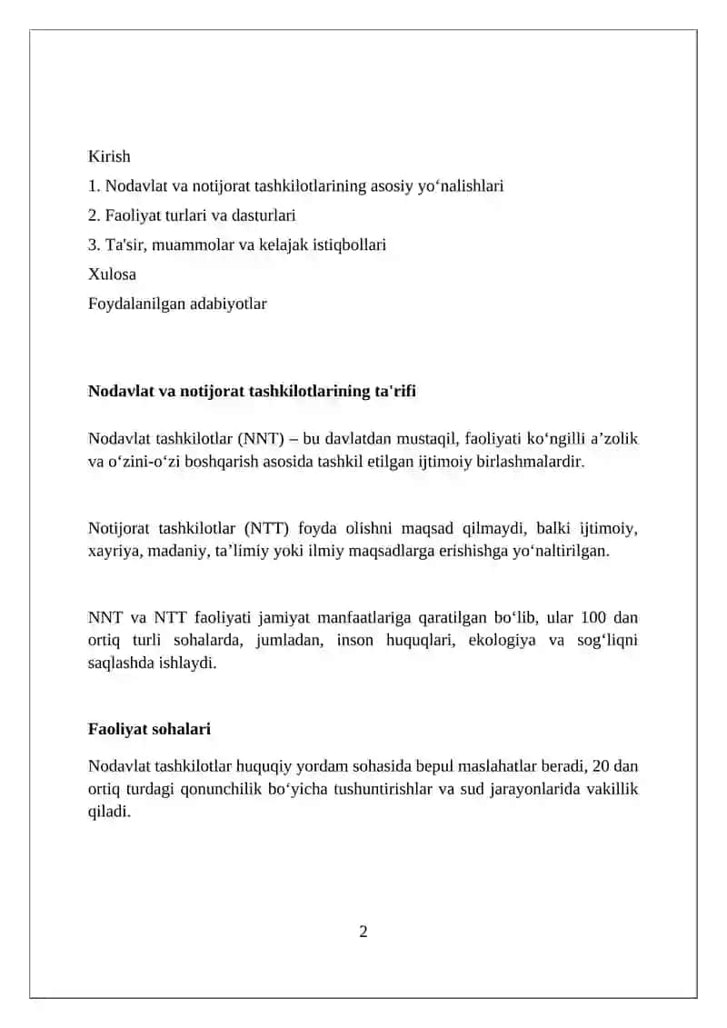 Nodavlat va notijorat tashkilotlar faoliyati 2