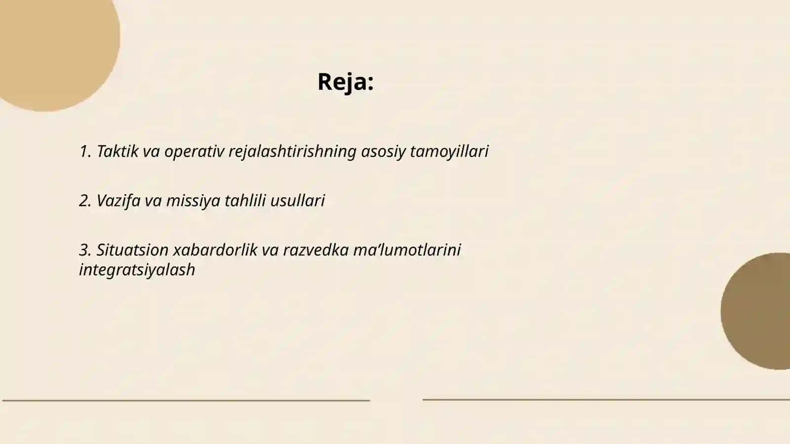 Taktik va operativ rejalashtirish usullari 2