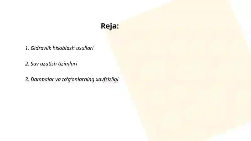 GIDROTEXNIKA INSHOOTLARINING BEXATO ISHLASHI 2