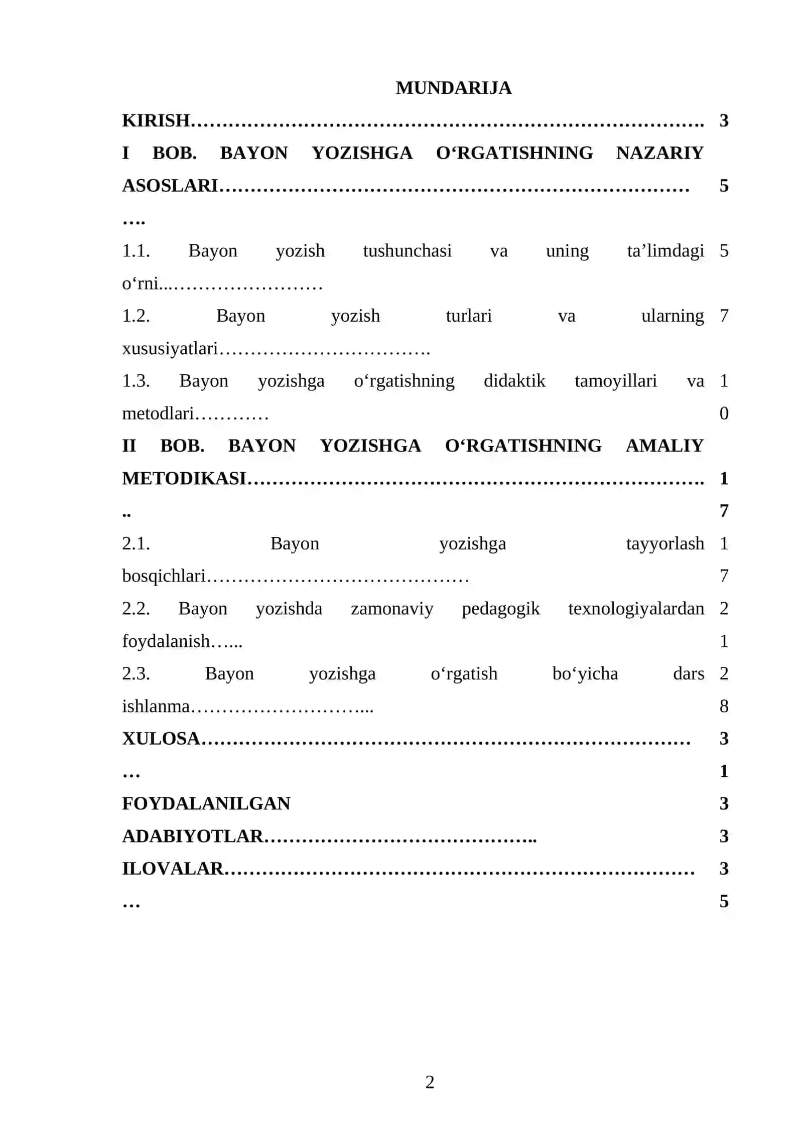 Ona tili metodikasi fanidan bayon yozishga o‘rgatish usullari 2