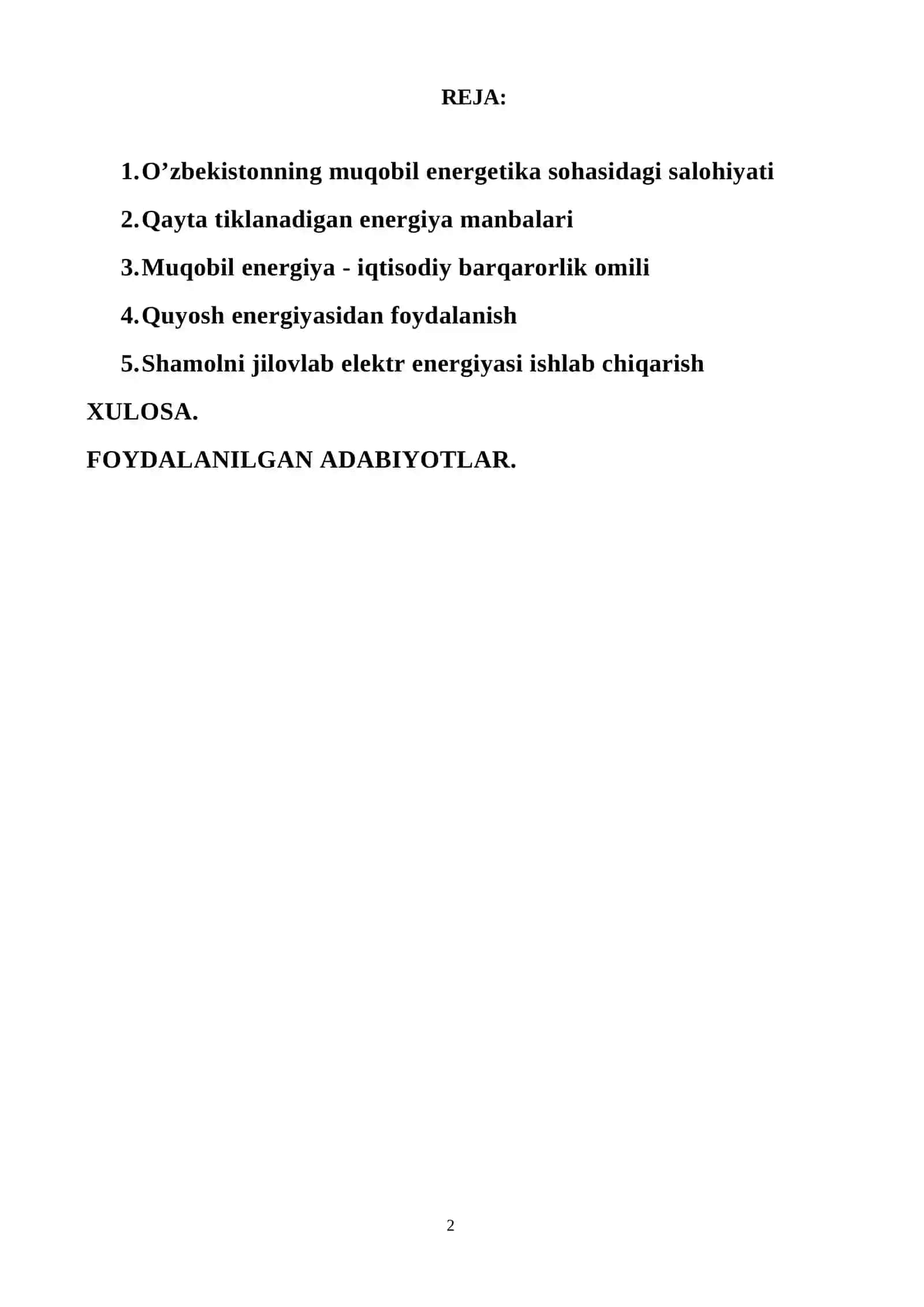 MUQOBIL ENERGIYA MANBALARIDAN FOYDALANISH 2