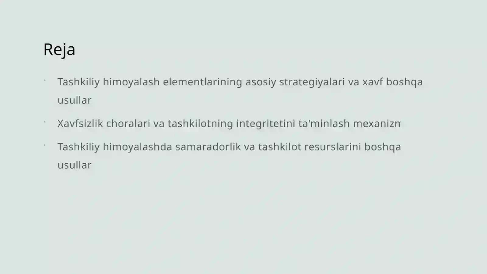 Tashkiliy himoyalash elementlari 2