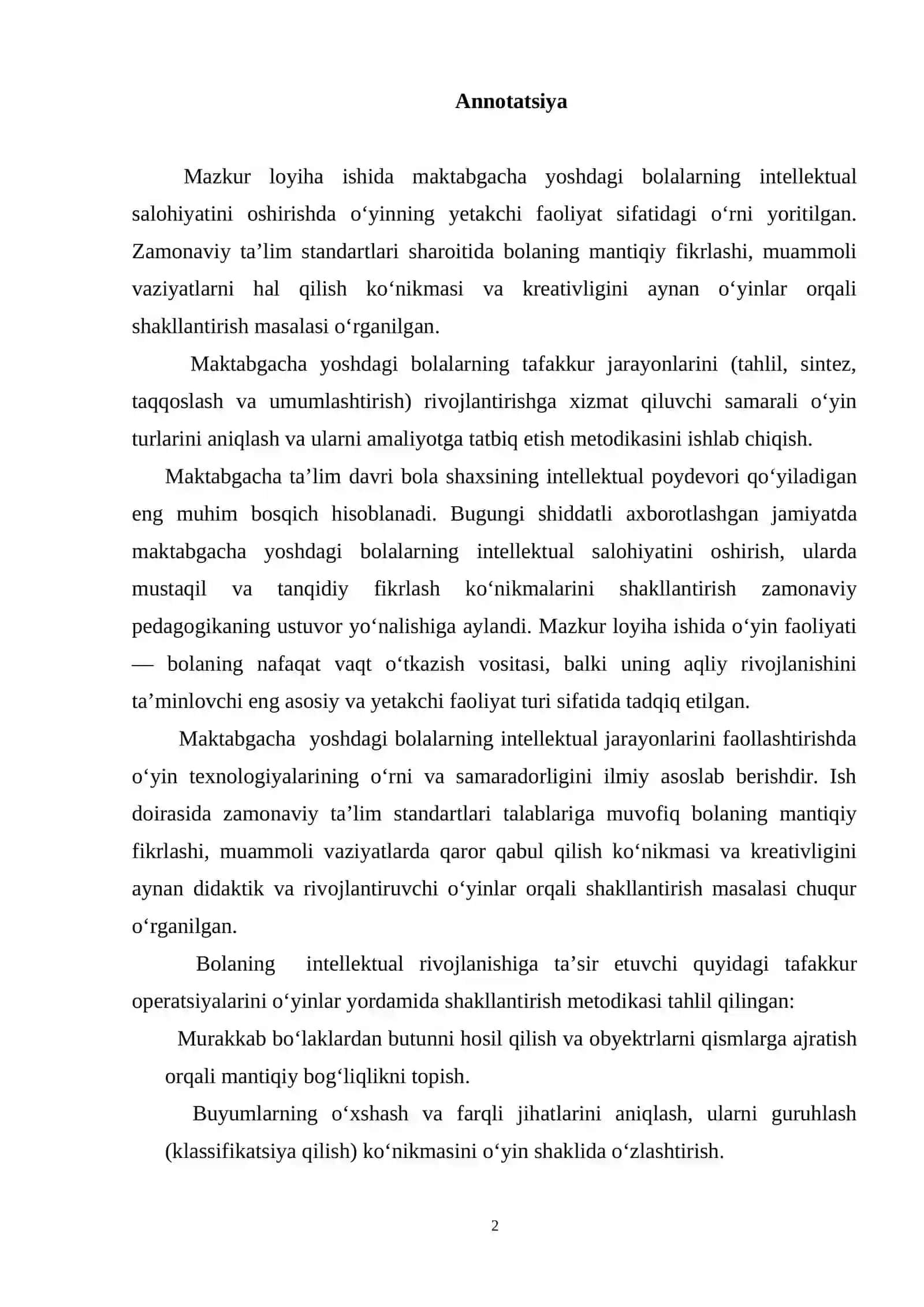 O’yin bolalarni rivojlantirish va tarbiyalash vositasi sifatida 2