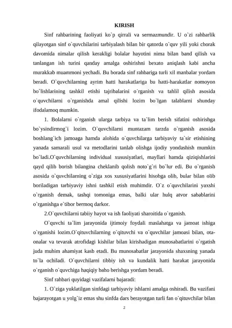 SINF RAHBARINING O’QUVCHI OTA-ONALARI BILAN OLIB BORILADIGAN SHAXSIY ISHLARI 2
