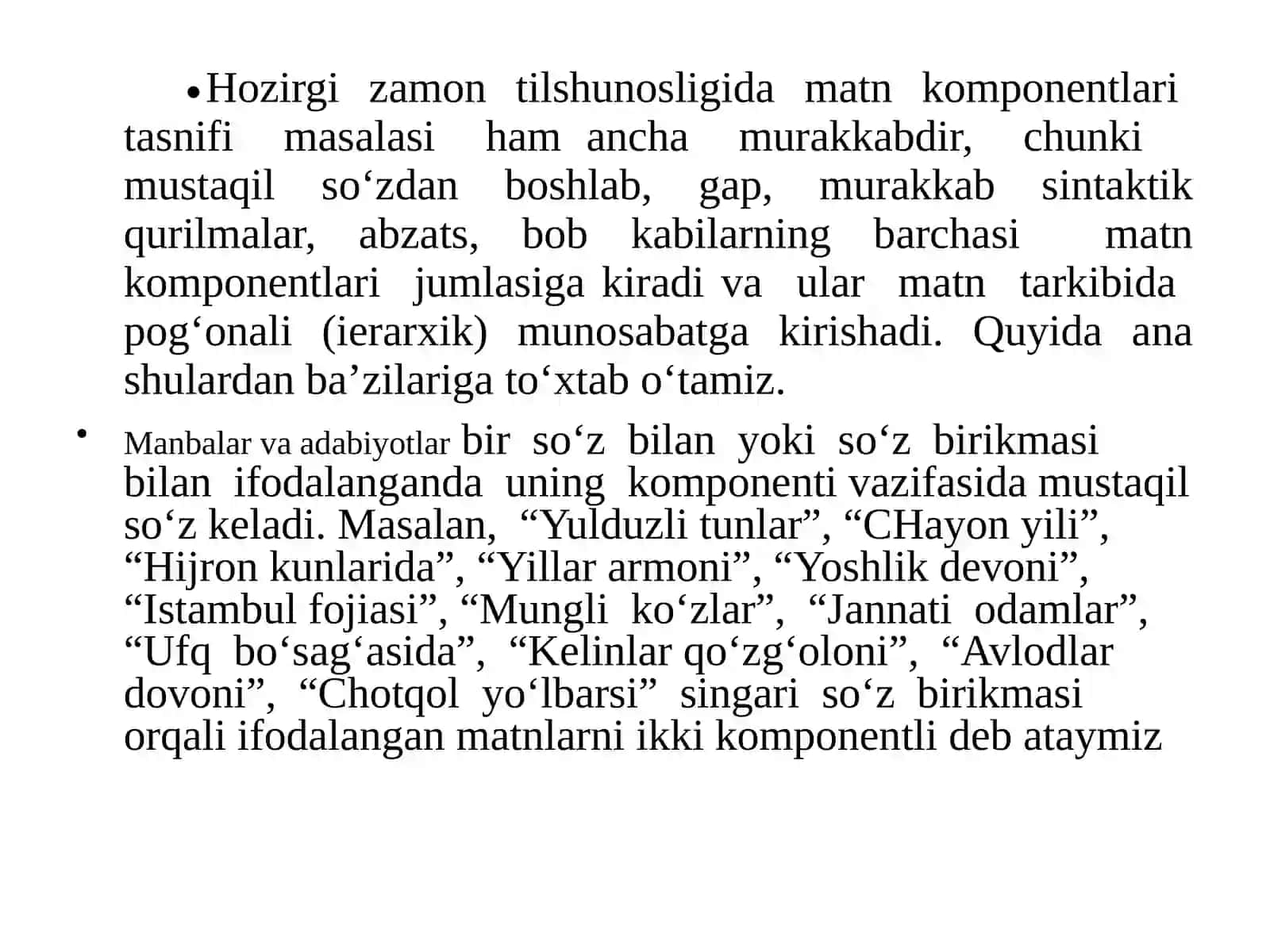 Matn Komponentlari Tasnifi 2