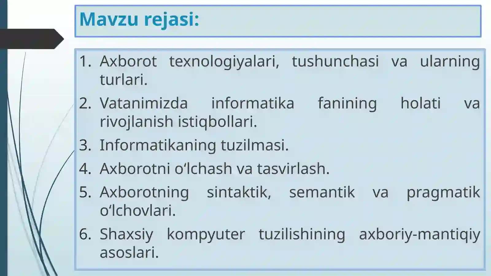 TAʼLIMDA AXBOROT TEXNOLOGIYALARI FANINING PREDMETI, MAQSADI VA VAZIFALARI 2