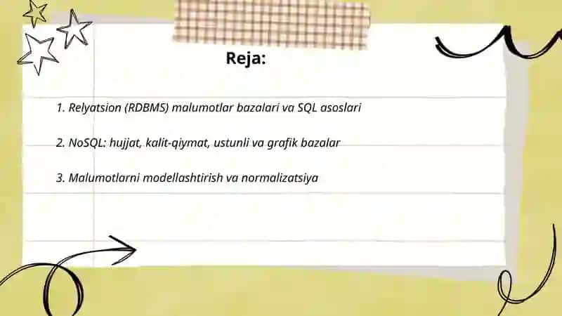 Relyatsion (RDBMS) malumotlar bazalari va SQL asoslari 2