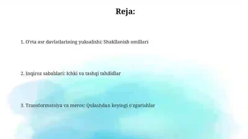 Rivojlangan orta asr davlatlari tarixi 2