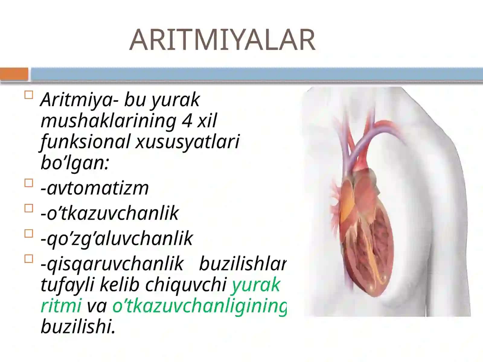 ARITMIYALAR. EKG HAQIDA TUSHUNCHA. YURAK AVTOMATIZM FUNKSIYALARINI BUZILISHI 2