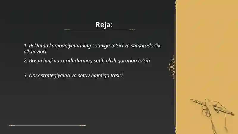Marketingning sotishga tasirni oʼrganish 2