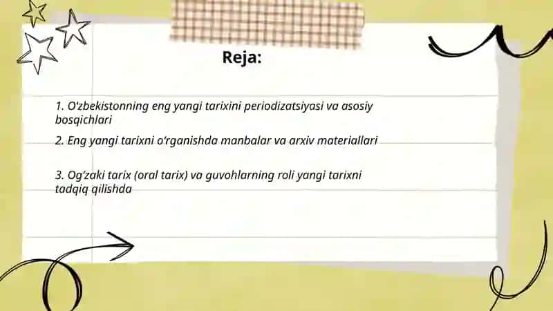 Oʻzbekistonning eng yangi tarixini oʻrganish va tamoyillari 2