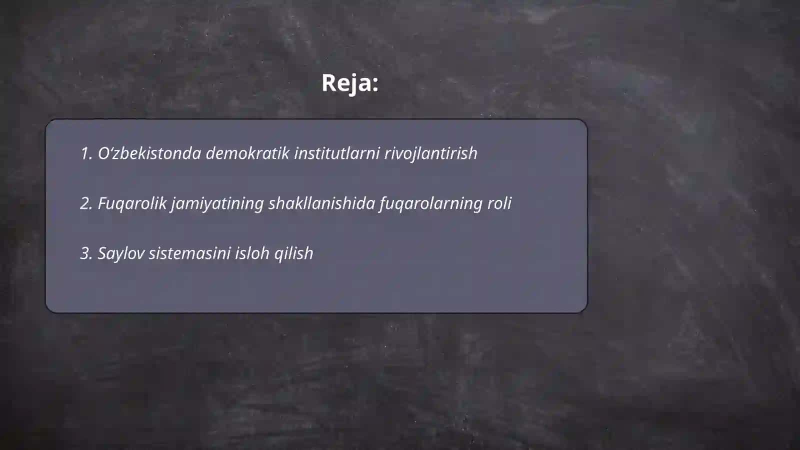 O'Zbekistonning demokratik institutlarini rivojlantirish - taqdimoti 2