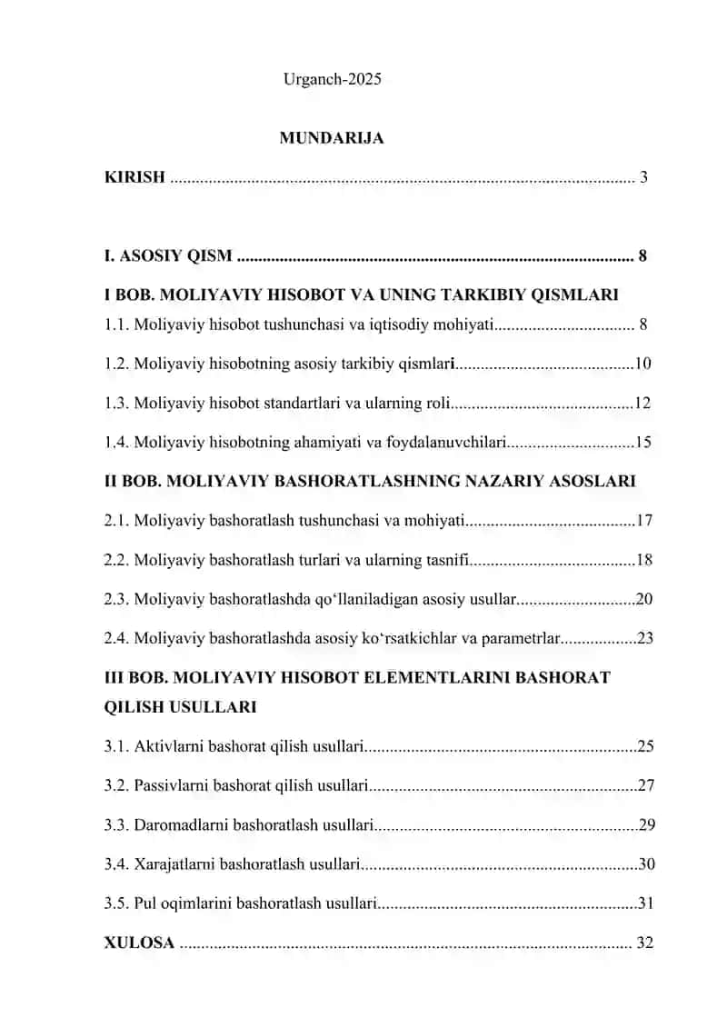 Moliyaviy hisobot elementlarini bashoratlash. 2