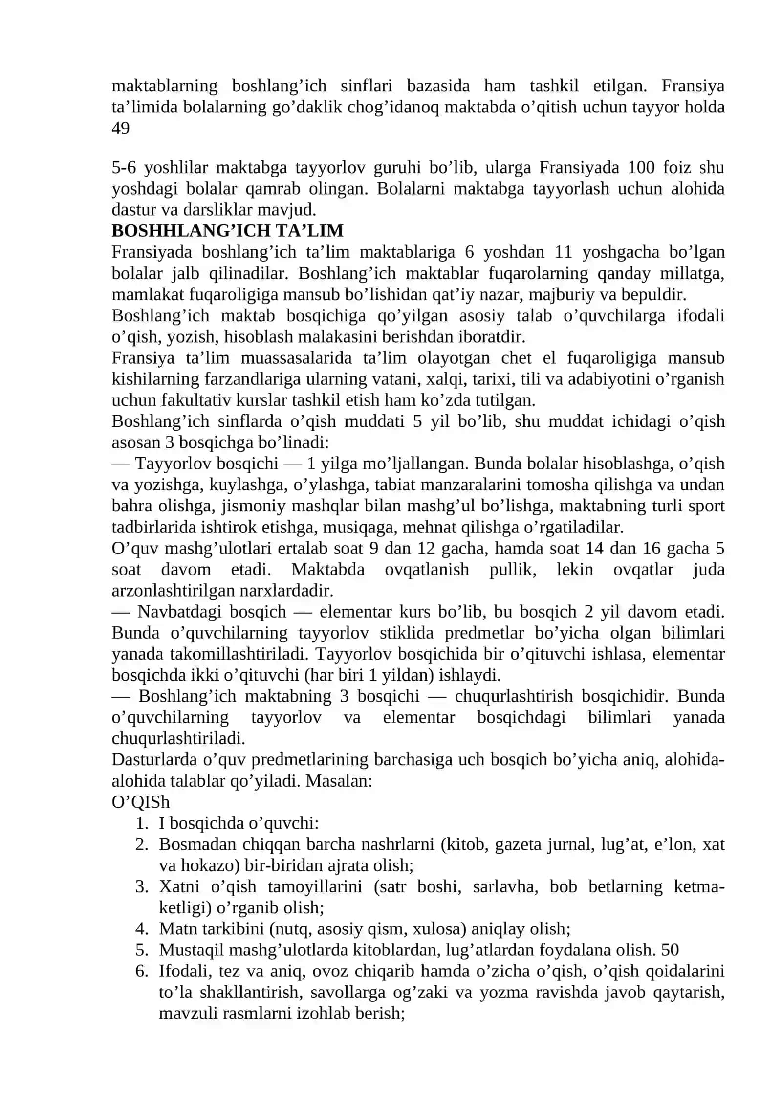 Fransiyada ta’limning amalga oshirilishi 2