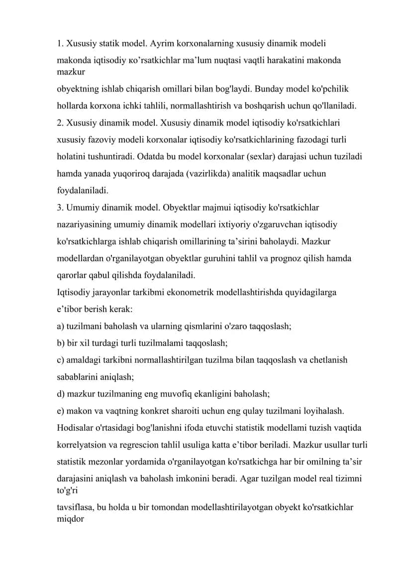 Dinamik ekonometrik modullardan foydalanish 2