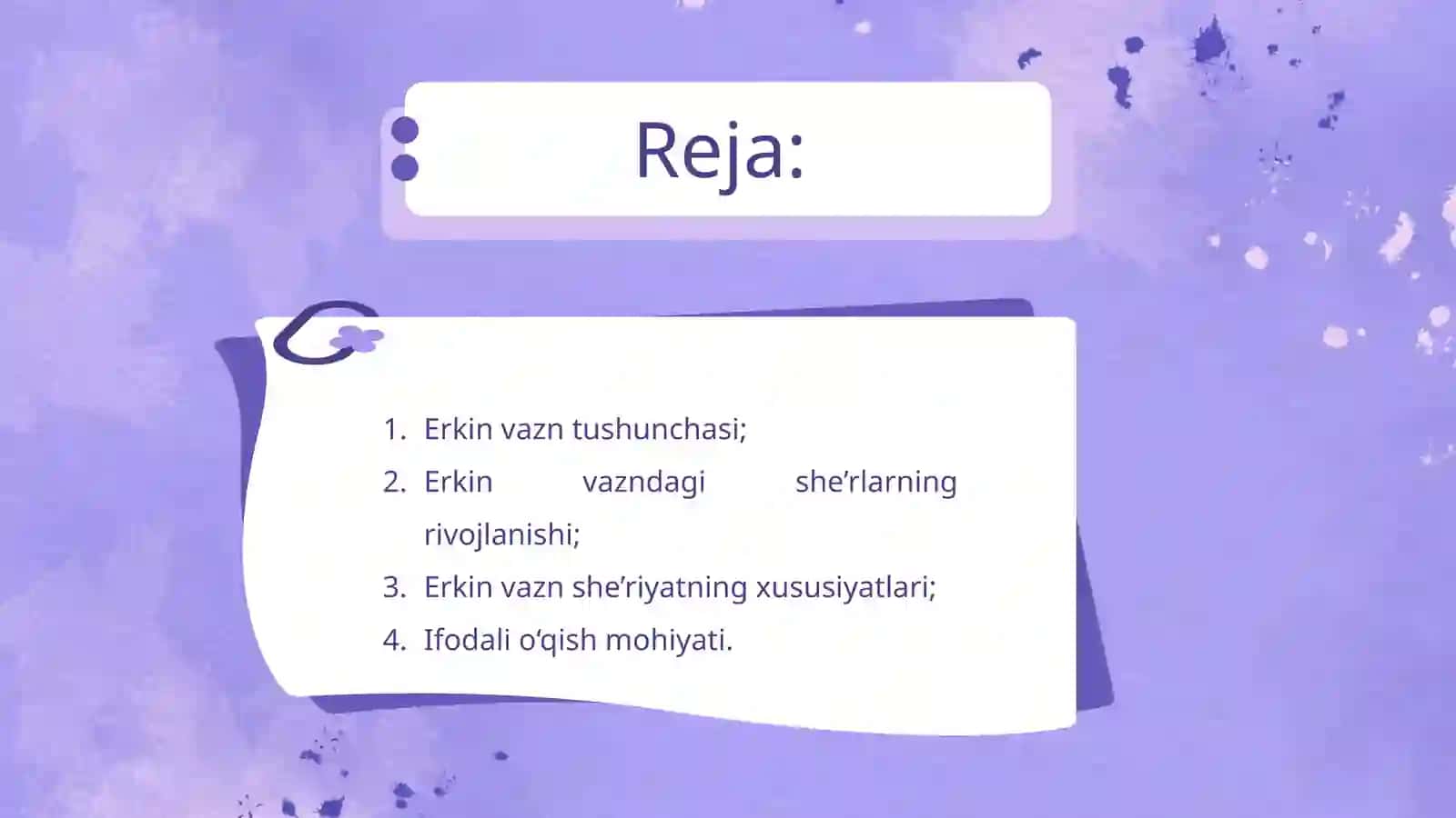 ERKIN VAZNDAGI SHE’RLARNI IFODALI O‘QISH 2