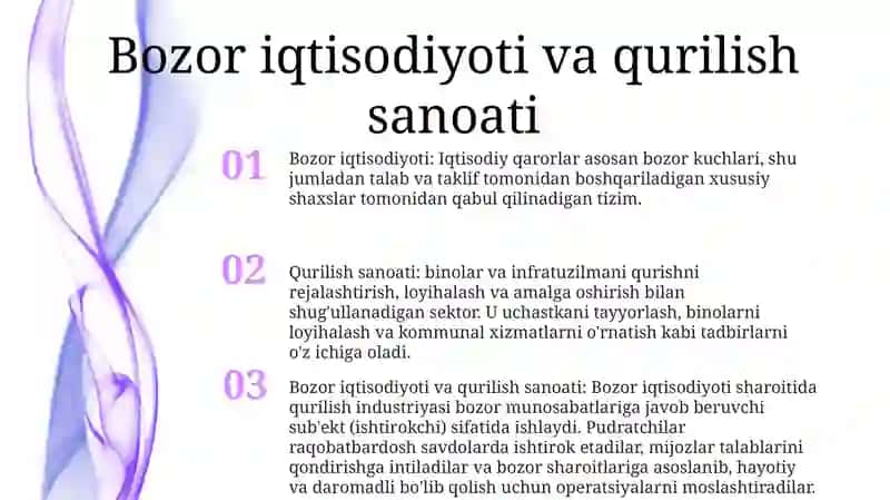 Bozor Iqtisodiyoti va Qurilish Sanoati 2