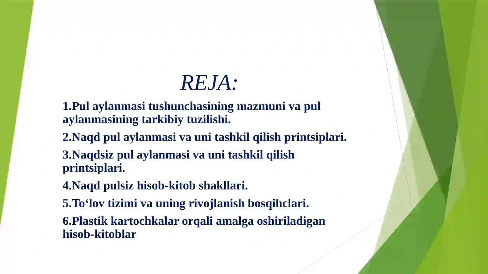 Pul Aylanmasi va uning Tarkibi 2