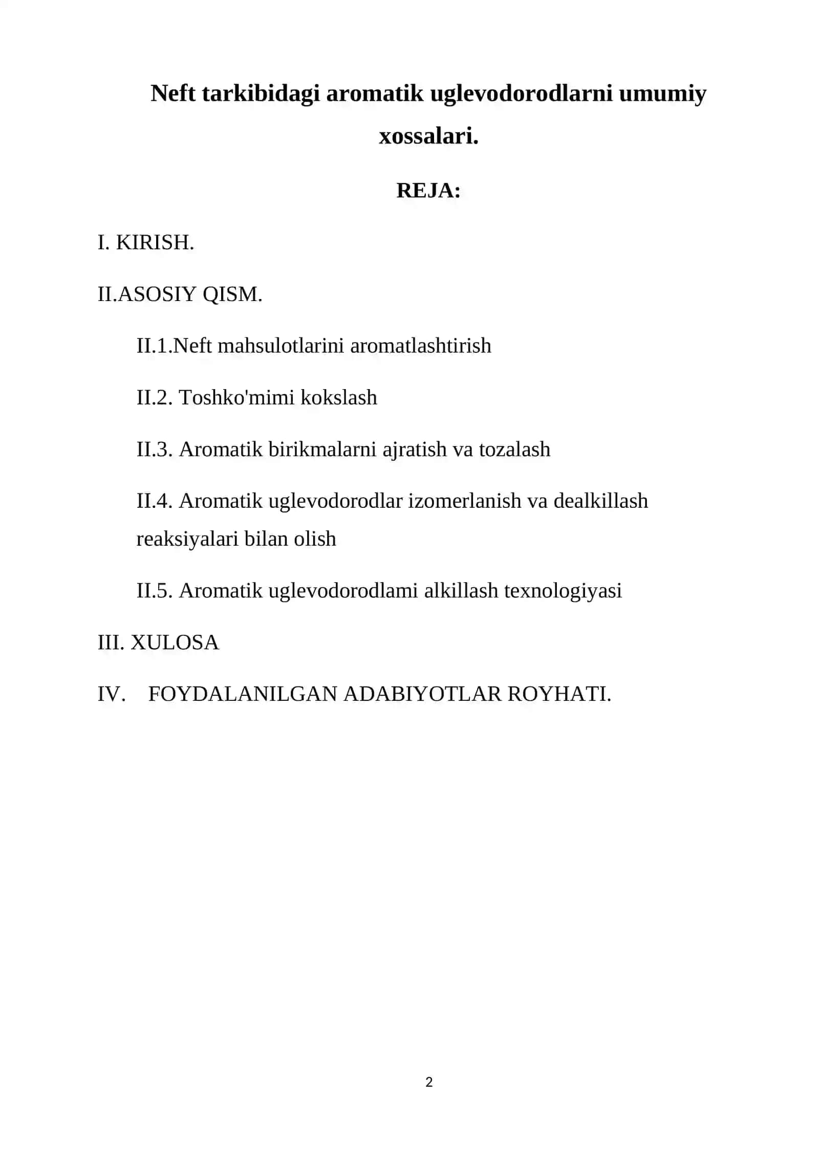 Neft tarkibidagi aromatik uglevodorodlarni umumiy xossalari 2
