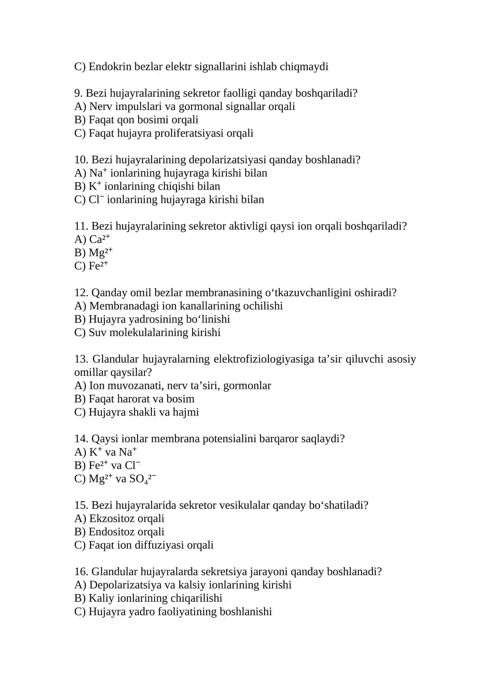 Glandular to'qimalarning elektrofiziologiyasi 2