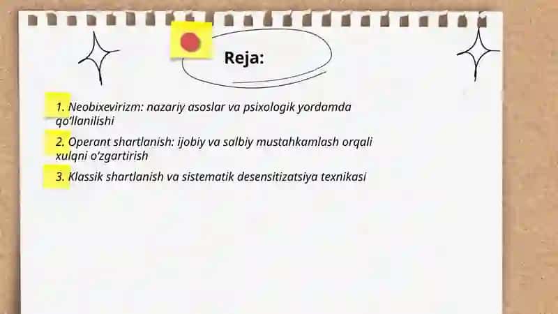 Psixologik yordam vaqtida asosiy konsepsiya va usullardan foydalanishi 2