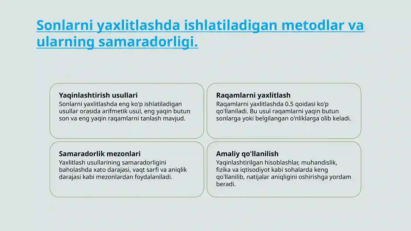 Sonlarni yaxlitlash usullari 2