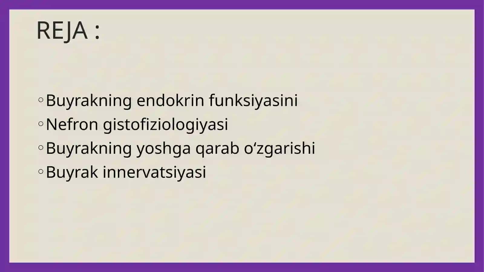 BUYRAKNING YUKSTAGLOMERULYAR APPARATI SITOFIZIOLOGIYASI.NEFRONNING GISTOFIZIOLOGIYASI.BUYRAKLAR TUZILISHI VA REGENERATOR IMKONIYATLARINING YOSHGA 2