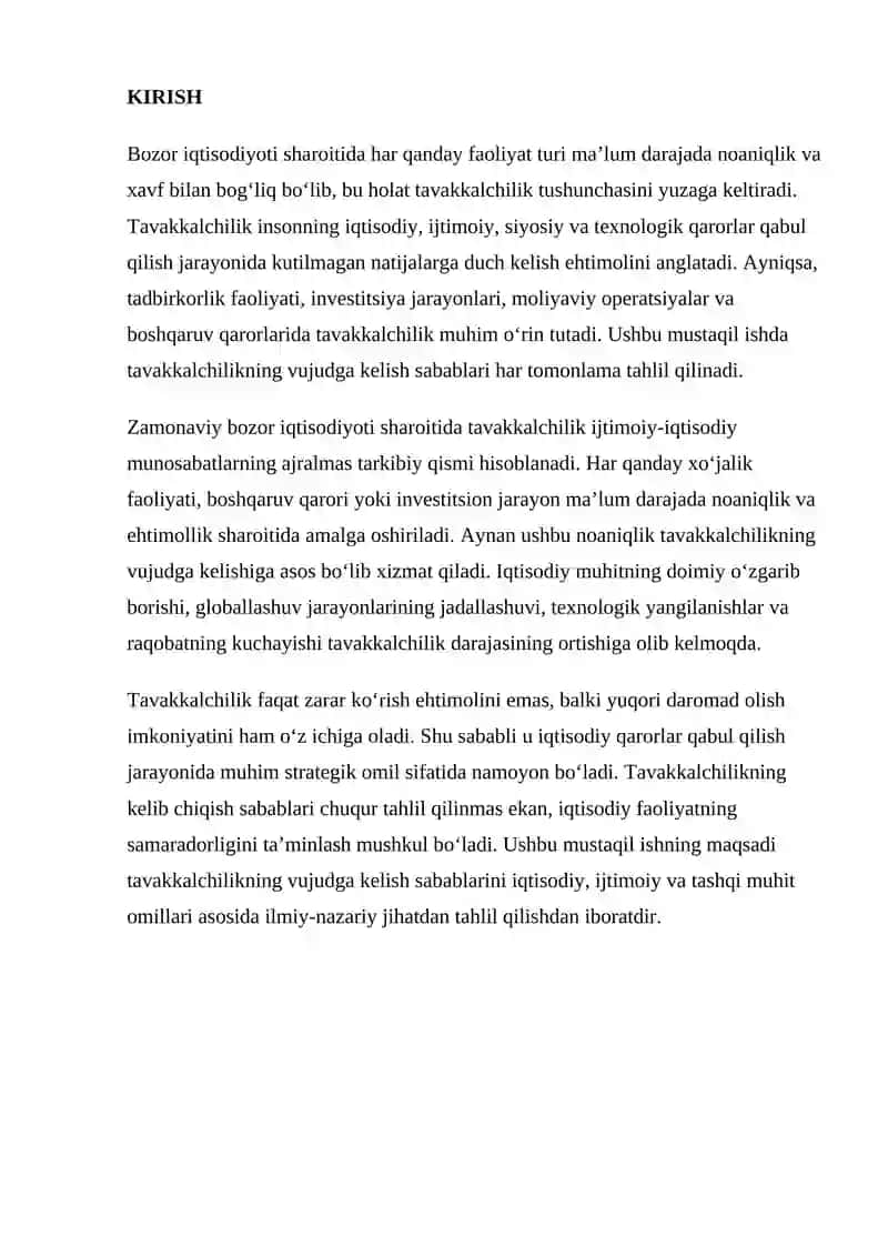 TAVAKKALCHILIKNING VUJUDGA KELISHI SABABLARI 2