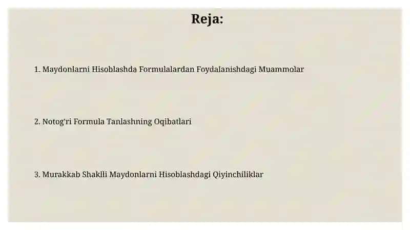 Yuzlarni formula yordamida hisoblashga doir masalalar 2