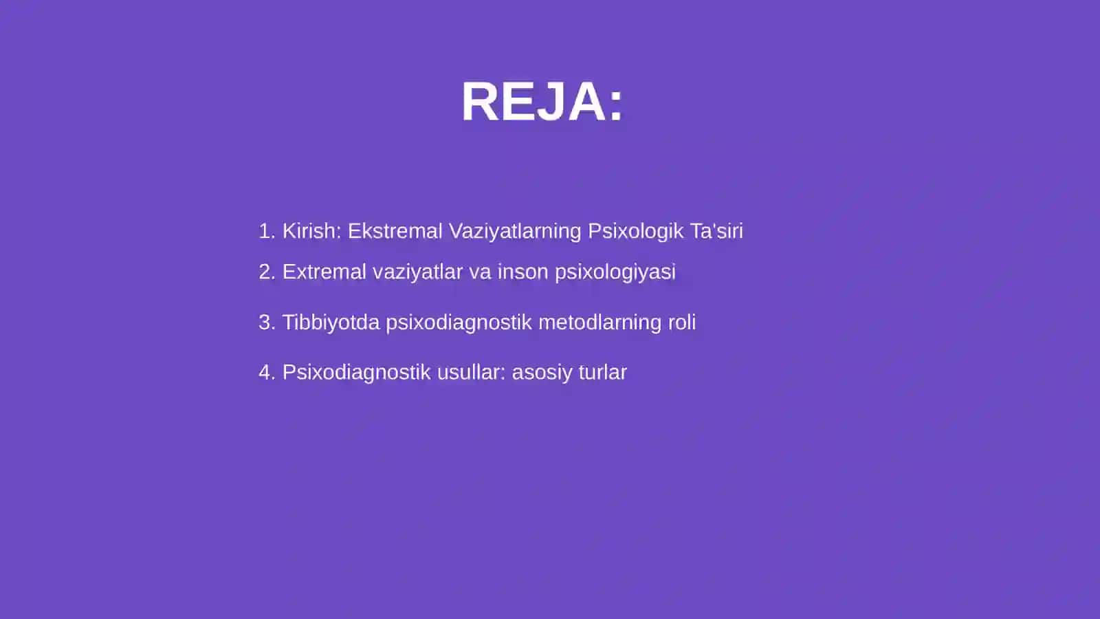 Ekstremal vaziyatlarda psixologik xizmat. Tibbiyotda psixodiagnostik metodlar 2