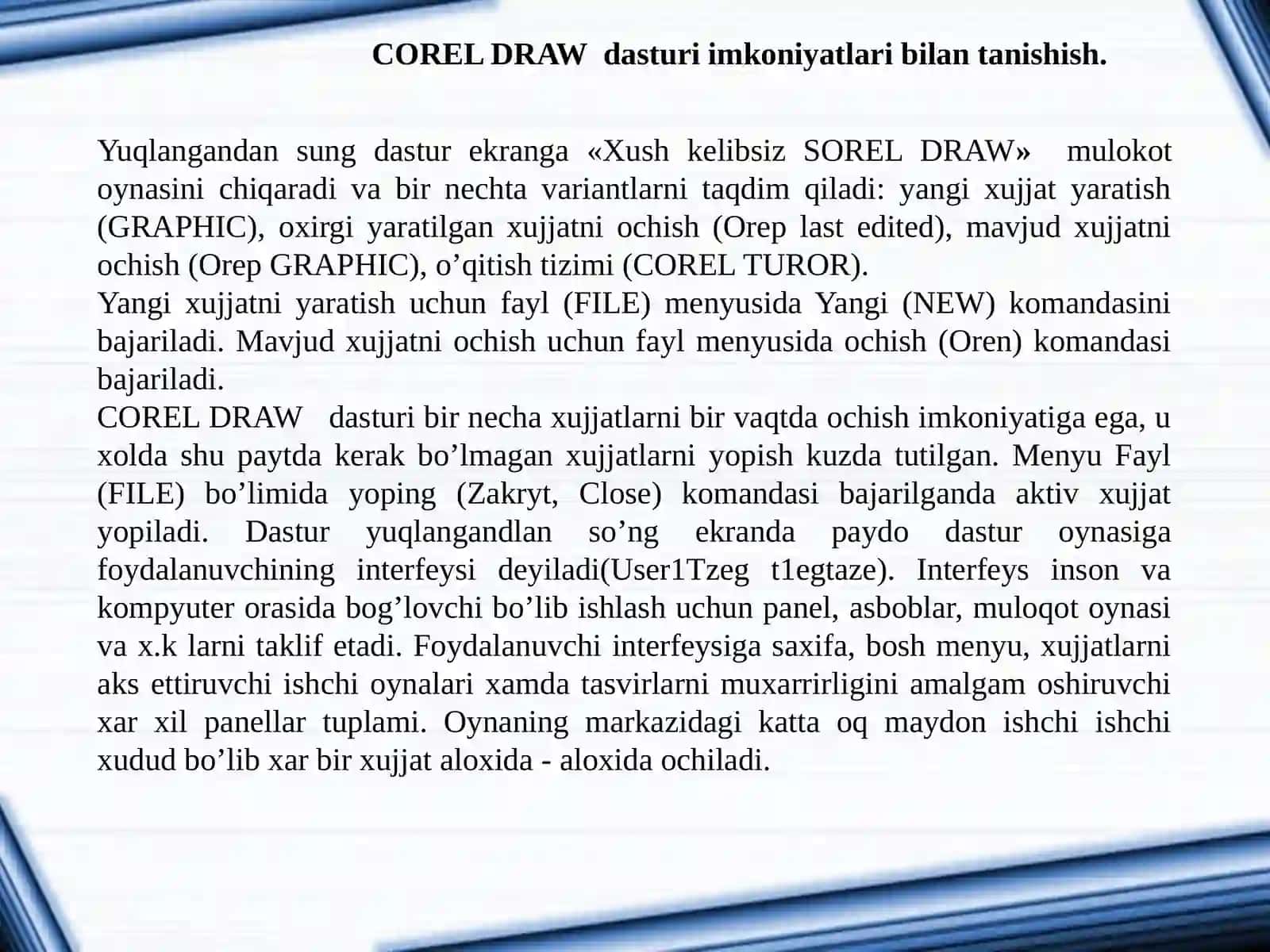 Corel DRAW dasturi 2